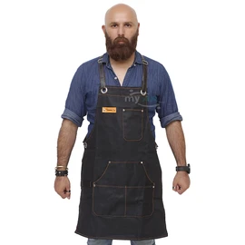 My AR store® Professional Cotton Denim Jeans Barber Apron with 7 Pockets, Apron for Hairdressing Bbq Kitchen Garden Carpenter, adjustable straps with rings (Black)