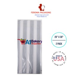 Silver Metallic Stripes Polka Dot Design Gift wrap Tissue Paper 20x30 inch 2 Pack by Feronia Packaging