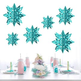 Winter Wonderland Snowflakes Party Decorations 3D Card Hanging Paper Centerpieces for/Birthday/Christmastree/New Year/Baby Shower/Wedding Party /Shopwindow Supplies (Pearl Ice Blue)