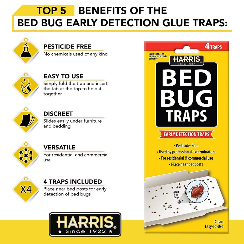 Harris Bed Bug Early Detection Glue Traps (4/Pack)