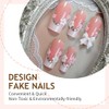 Uñas francesas postizas cuadradas cortas con cobertura total, diseño de