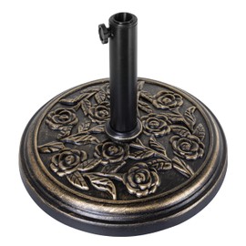 YSSOA 19.8 lbs 17.91" Outdoor Umbrella Base Heavy Duty Market Umbrellas Round Stand for Patio, Deck, Lawn, Garden, Poolside, Bronze