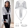 6 Pieces Silver Shawls and Wraps Evening Handbags Rhinestone Jewelry