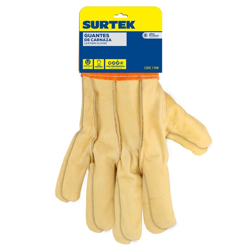 Surtek 137413 Guantes Cortos de Operador Piel de Res