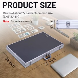 Aluminum Sports Card Display Case, 34"X22" Trading Card Display Cases with Handle and Lock, XL Large Table Top Display Case for Collectible Sports Cards/TCG/Jewelry/Coins - Silver