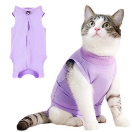 Hpetppy Cat Recovery Suit for Abdominal Wounds or Skin Diseases,Kitten Onesie for Cats After Surgery Wear Surgical Spay Suit for Female Cats Kitten Cone of Shame Alternative-Purple(S)