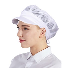 Nanxson CF9061 Unisex Chef's Hat Work Hat Mesh Dust Hat Hair Net Pack of 3, White