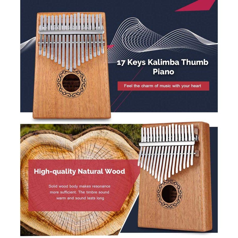 zmart 17 Keys Kalimba Thumb Piano Wood Mahogany Body Tune