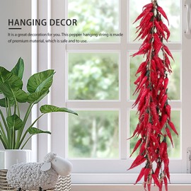 Operitacx Pack of 5 Artificial Chilli Pepper Strings, Fake Chili Vegetable Strings, Fake Peppers Props for Photo Garland, Wall, Farmhouse, Kitchen, Restaurant Decoration