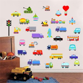 WOHAHA Wall Sticker, Stylish, Removable, Car, Transportation, Construction Machinery, Toy Car, Wall Sticker, Painting Style, Wall Sticker, For Children, Children, Rooms, Nursery, Nursery, Cartoon, Toy