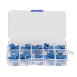 Trimmer Potentiometer Kit, 50 Pieces 10 Values Multiturn Variable Resistance Trimmer Potentiometer Assortment Kit 100 Ohm ~ 200K Ohm 3296W Electronic Component