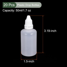 YOKIVE 20 Pcs Dropper Bottle, Empty Plastic Squeezable Dropper, Refillable, Great for Essential Oils, Liquids, Glue (White, 50ml)