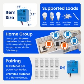 Levven 10A On/Off Controller (UL & ETL Listed) for Wireless Light Switch Kit, Requires Levven Wireless Switch, Power Controller - Add a Switch Anywhere