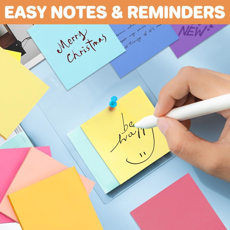(9 Pack) Sticky Notes 3x3 Inches Colorful Sticky Notes，Super Sticking