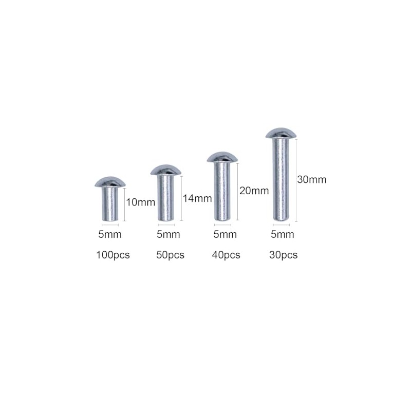 Tutuxio 220pcs M5 Diameter 10mm 14mm 20mm 30mm Length Aluminum