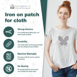 Iron on Patches for Clothes, 8 Pieces Fabric Patches for Clothing, Bag, Hat Repair, Clothing Repair Decorating Kit 3.7" by 4.9" (9.5 cm x 12.5 cm, Light Grey)