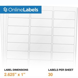 2.625 x 1 Waterproof Vinyl Address Labels (Laser Printers Only) - Pack of 3,000 Labels, 100 Sheets - OnlineLabels