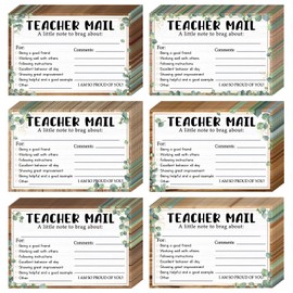 60Pcs Teacher Mail Notes to Parents, Eucalyptus Leaves Happy Mail from Teacher, Brag Cards for Students Behavior Classroom Must Haves to Send Home for Preschool Kindergarten Elementary School Supplies