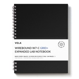 Vela Sciences Advanced W7-C Expanded Wirebound Lab Notebook, 9.25 x 11.75 in (23.5 x 30 cm), 144 Pages, Double Wire Looped, 70lb Heavyweight Paper (1-Pack, Grid+)