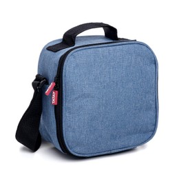 TATAY Small Cool Bag 3L Capacity with 2 Airtight Food Storage Containers (2 x 0.5L) and a Reusable Airtight 400ml Water Bottle, Denim Blue. Dimensions: 22.5 x 10 x 22 cm