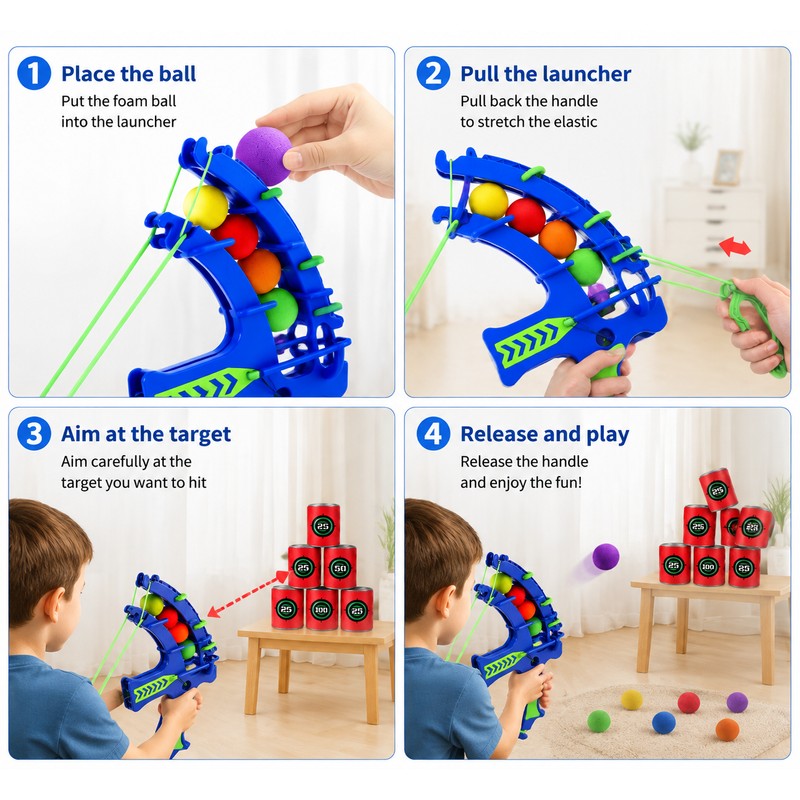 Kids Slingshot Ball Launcher Set with Target – Fun Throwing