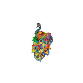 WOODVIO - Wooden Jigsaw Puzzle for Adults and Kids - Peacock, Bird-Shaped Fantasy Puzzle, 184 Unique Shaped Pieces, Size King (21.3" x 11.8")