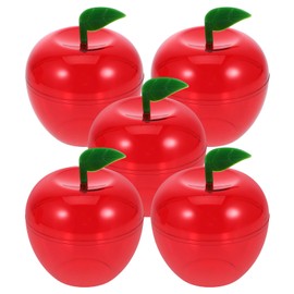 JOINPAYA 5pcs Apples Shaped Present Boxes: Plastic Christmas Candy Boxes Apple Container Filled Present Boxes for Goody Treat Christmas Party Favor