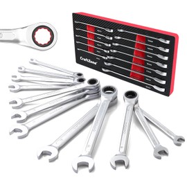 12Pcs Ratchet Metric Wrench Set, 8mm-19mm, Combination Wrench Sets, Cr-V, Ratcheting Wrench Set with Organizer Box, 90-Teeth, 12 Point Wrench Sets Metric And Standard
