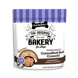 Three Dog Bakery Three Dog Bakery CinnaMutt Roll Crunch Dog Treat, Crunchy Cinnamon Roll Flavored Dog Cookie,1.56 Pound (Pack of 1)