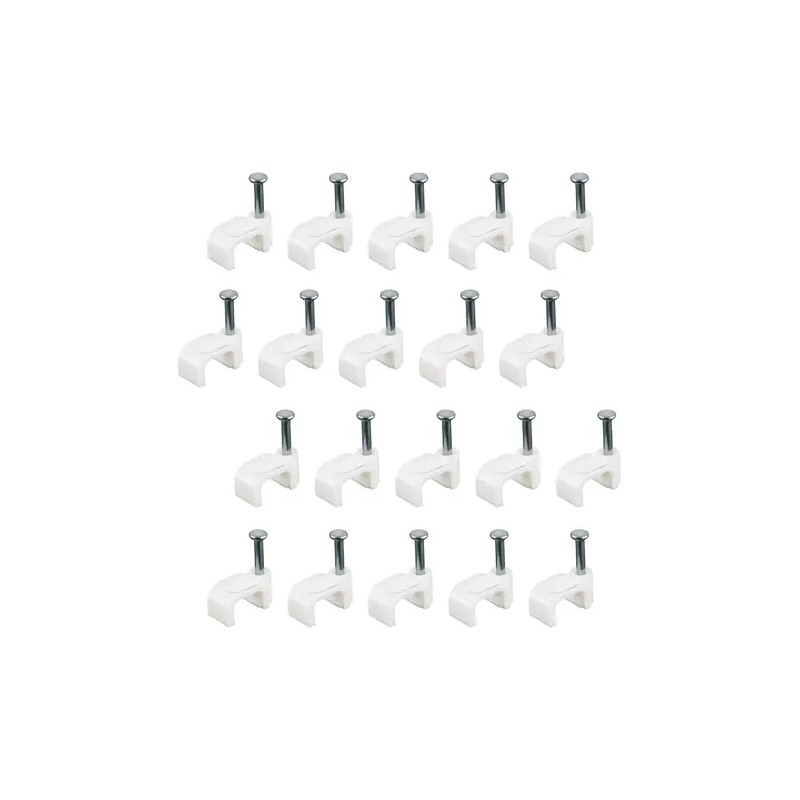 Bolsa 20 Pzs Grapa Plana Cable Aksi 8 Mm Blanco