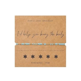 DATOA I‘d Help You Bury The Body Morse Code Beads Bracelet to Friend Gold Friendship Strand Bracelet Jewelry for Women, adjustable, no gemstone