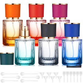 Teenyyou 6 Pcs 50 ml Perfume Cologne Bottles Empty Refillable Travel Glass Chic Empty Perfume Spray Bottles Decorative Set for Men Women Portable Dispenser Fragrance Container Set