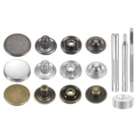 HARFINGTON 24Set Leather Snaps Fasteners Kit 17mm Brass Press-Stud Cap Button Metal Snap Buttons with 4 Install Tools for Coats Bags Leathers Marine Boat Canvas, 3 Colors