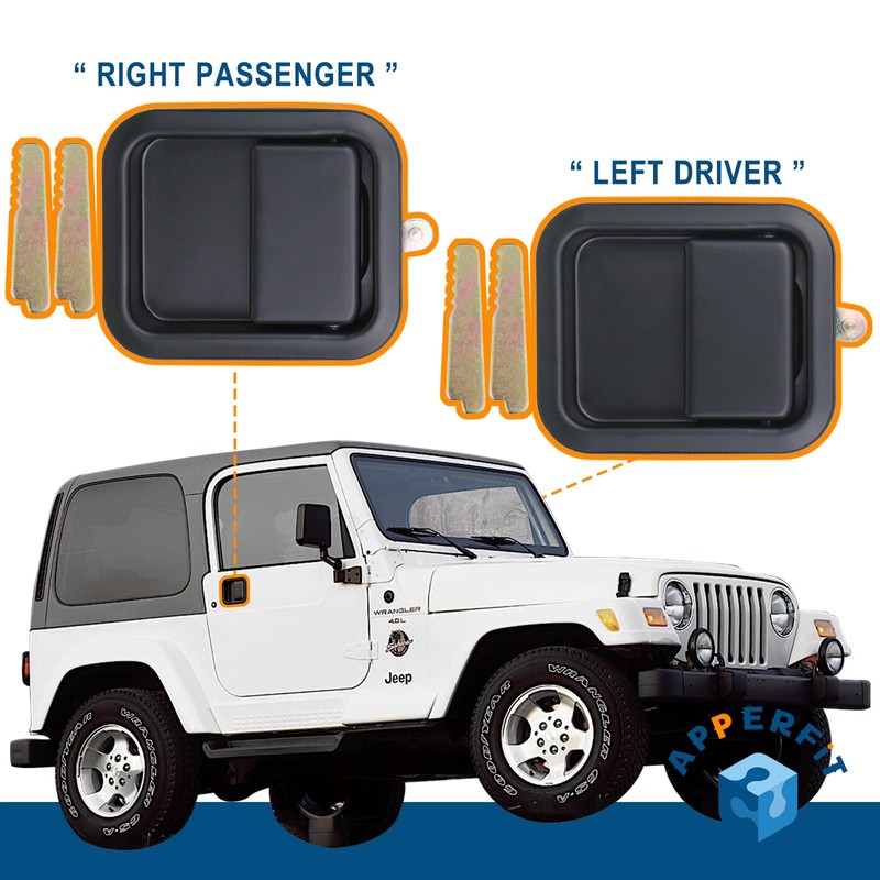 APPERFiT Exterior Door Handles w/Keepers Compatible with Jeep Wrangler YJ