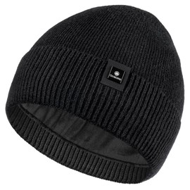 Ocatoma Beanie for Men Soft Knit Cuffed Unisex Beanie Warm Winter Ski Hats Gifts for Men Women Black