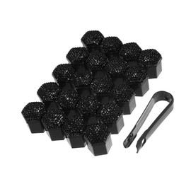 REPAIROCK 20pcs Wheel Lug Nut Cap Covers 21mm Bling Faux Crystal Wheel Bolt Cap Cover Universal Wheel Lug Nut Cap Hex Protector Black Auto Replacement Parts