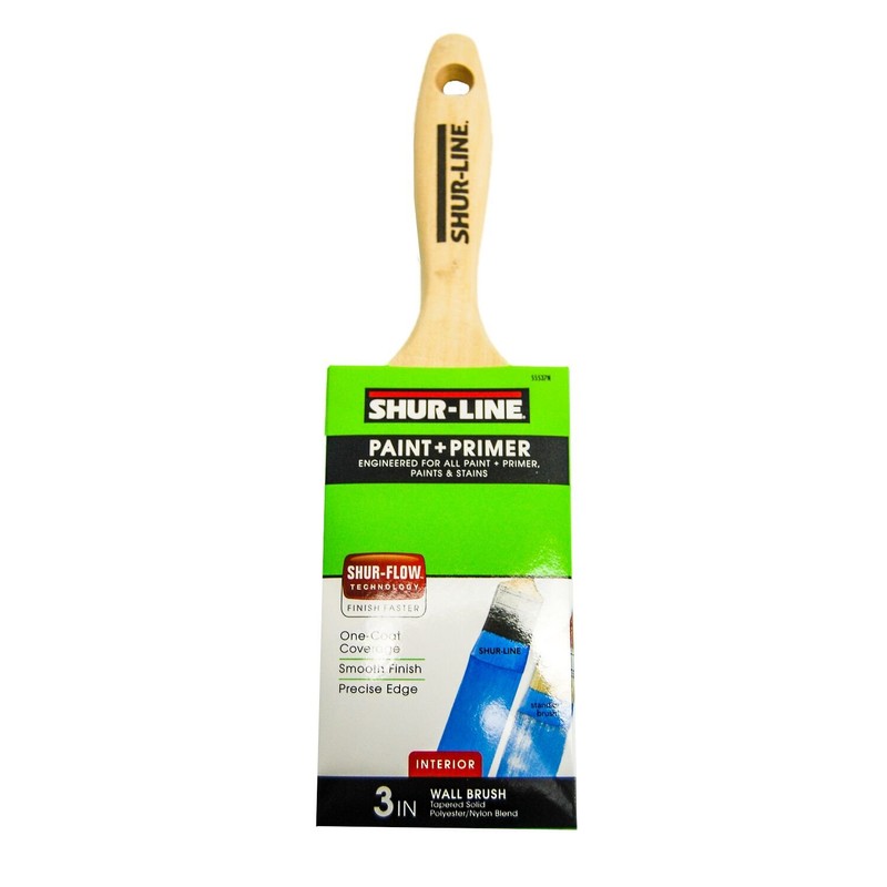 Shur-Line 55537N Premium Paint Brush, Poly/Nylon Blend Bristles, Flat w/Fine