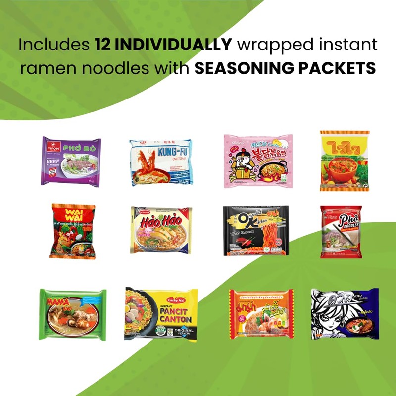 HCG Asian Noodles Variety Pack of 12 Instant Ramen Noodles