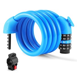 Bicycle Key Dial Lock 5 Digit Wire Lock 47.2 inches (1,200 mm) High Cut Counterfeit Anti-Theft Password Free Setting (Sky Blue)