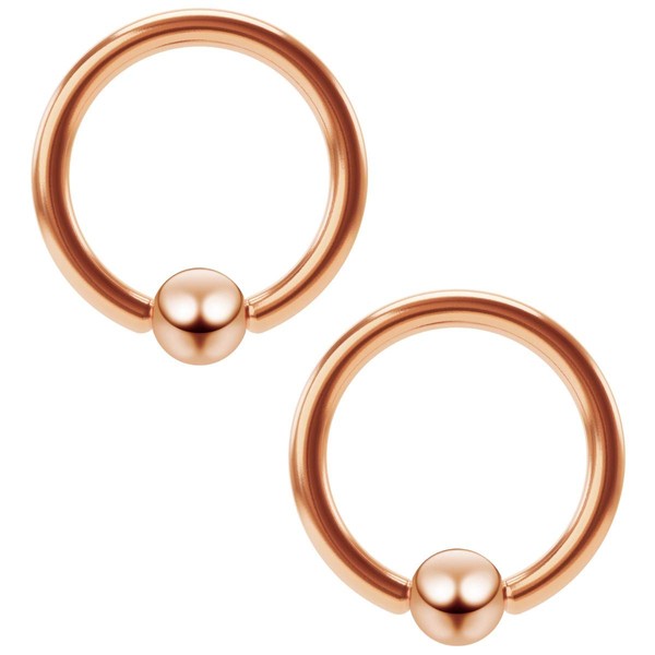 Bling Piercing 2pc 16g 1.2mm Rose Gold Captive Bead Ring