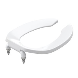 Commercial Heavy Duty Open Front Toilet Seat Without Cover Will Never Loosen and Reduce Call-Backs,Public Toilet Lid Elongated Safe, for Office,Church,Hospital(White 18.5")