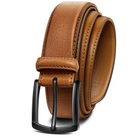 KEMISANT Men Belt-Genuine Leather Belt for Men Dress Casual Golf Jeans 1 3/8"(orange brown,38"-40" Waist Adjustable)