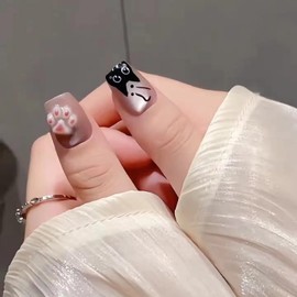 Nail Tip, Short, Medium, 24 Pieces, Nail Tip, False Claws, Cat Eye, Cat Eye, Popular, Pink, Japanese Style, Cute, Simple, Fashionable Party, Nail Tip, Autumn, Spring, Summer, Bride, Glossy, Coming of
