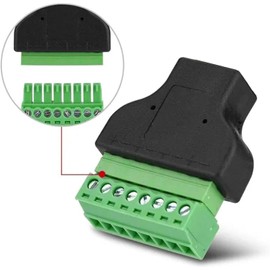 JYCONNECTS 2 Stück RJ45 Stecker auf 8 Poligen Schraub Klemmenblock Adapter, RJ45 Netzwerkstecker auf 8-poligen Ethernet-Anschluss für Cat7 Cat6 Cat5 Ethernet Extender