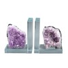 AMOYSTONE Heavy-Duty Amethyst L-Shaped Glass Bookends, 1 Pair (4-6 LBS)
