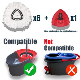 homsis 6 Pack Mop Head Replacement Compatible with O Ceda EasyWring Spin Mop Replace Refills for Ocedar, Deep Cleaning Machine Washable and Easy-to-Replace