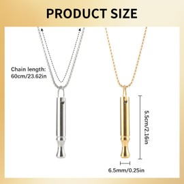 Xumann 2PCS Breathing Necklace, Fashion Golden Silver Titanium Steel Whistle Anxiety Necklace, Meditation Breathlace for Men Women
