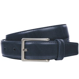 LINDENMANN Men's Leather Belt, Cowhide XL, in 3 Colours, Medium Brown/Navy/Grey, blue