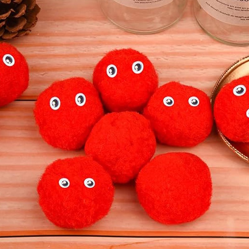 Aczyqws 10 Pack 4cm Red Pom Poms Craft Fluffy Fuzzy