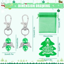 Guardian Angel Pendants, Pack of 24 Guardian Angel Guest Gift Angel Pendant with Angel Pendant, Organza Bag, Kraft Paper Pendant for Christmas, Wedding, Party Gifts, Communion Gifts (Green)